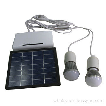Solar LED lamp, 2pcs 12V/2W lamp, with 2.2AH capacity battery and 5W solar panel, remote control